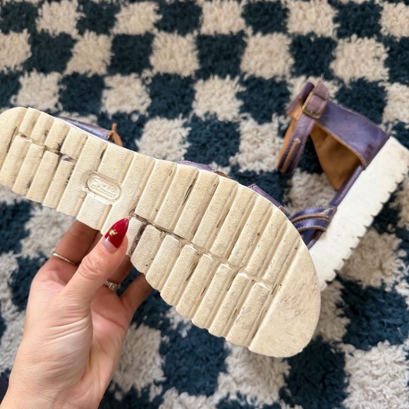 BED STU Carroll Purple Rustic Platform Leather Zip Back Sandal Size 9.5 - Picture 3 of 8